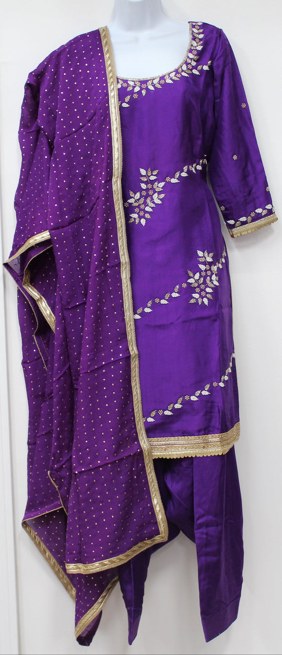 Beautiful Dark Purple Patiala Suit