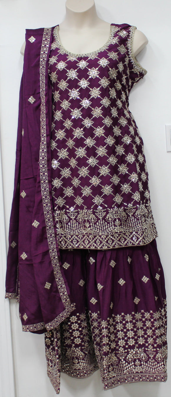 Beautiful Dark purple Sharara Suit