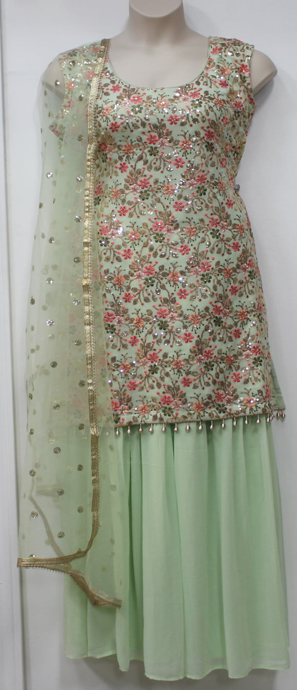 Beautiful Sea Green Sharara Suit