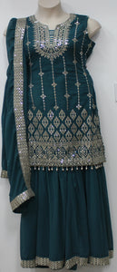 Beautiful peacock Blue Sharara Suit