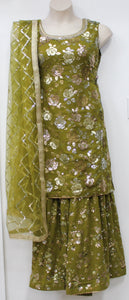 Beautiful Dark Mehndhi Plazo Suit