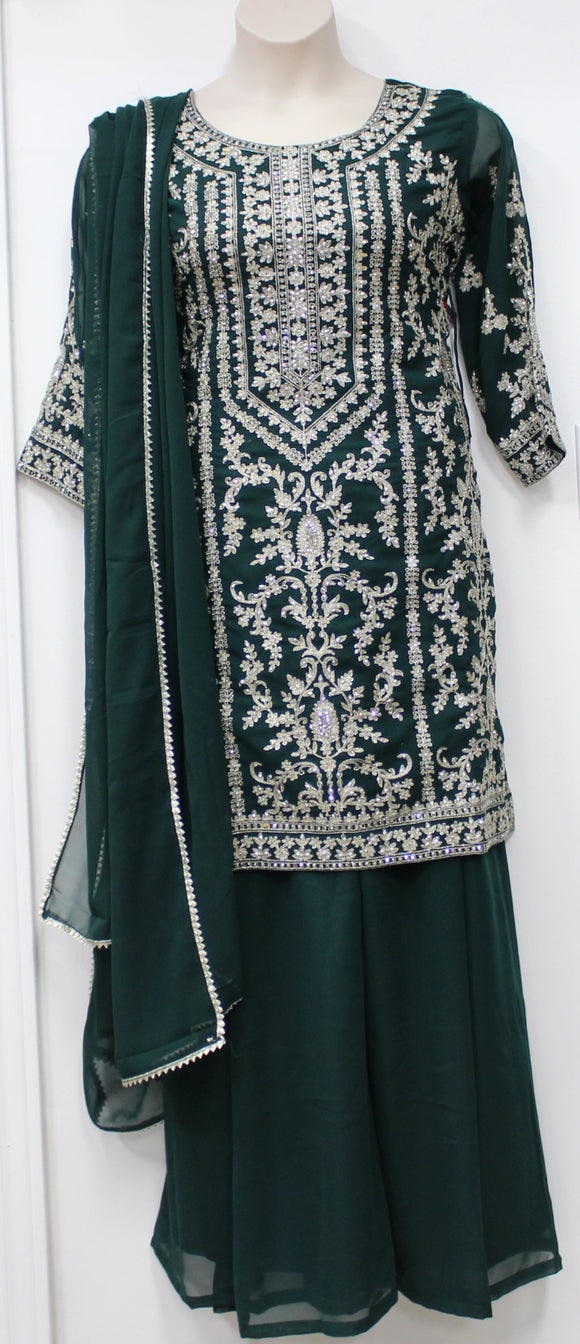 Beautiful Rama Green Plazo Suit