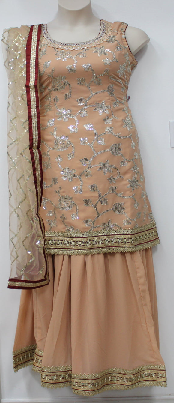 Beautiful Peach Sharara Suit