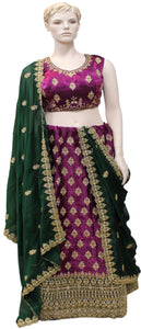 Beautiful Wine & Bright Green Lehnga