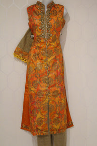 Orange Floral Design Suit