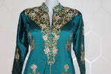 Teal 3/4 Sleeve Suit with Gold Design