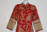 Red 3/4 Sleeves Suit with Gold Design