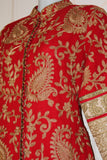 Red 3/4 Sleeves Suit with Gold Design