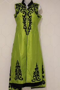 Lime Green Suit with Black Design