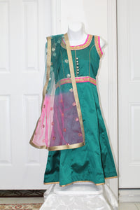 Simple-green pink lehengas for babies