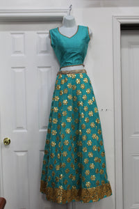 Beautiful sky blue color lehenga  with floral embridery