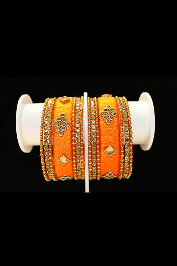 Silky Bright Orange Bangle Set