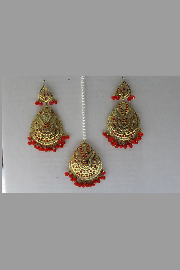 Gold Plated Earrings and Tikka Set