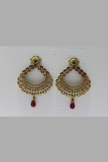 Red and Gold Stone Earrings