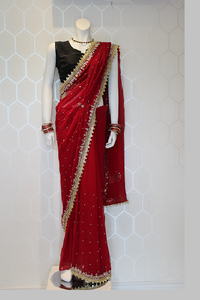 Red and Black Saree